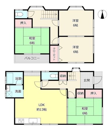 柳田貸家養田の物件間取画像